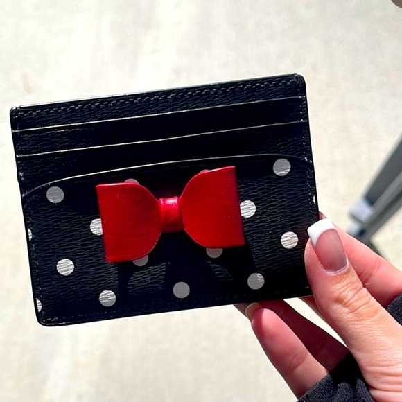 Black Polka Dot Card Holder with Red Bow - Picture 1 of 4